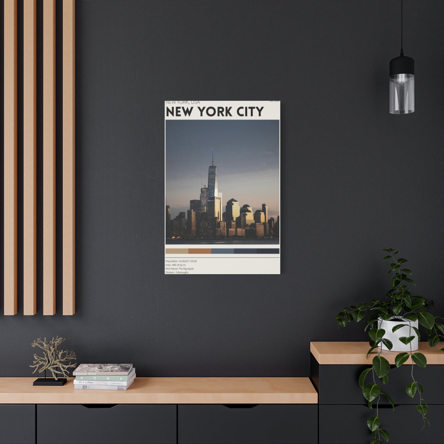 Manhattan Evening City Skyline Poster NYC Skyline Wall Art & Canvas Prints