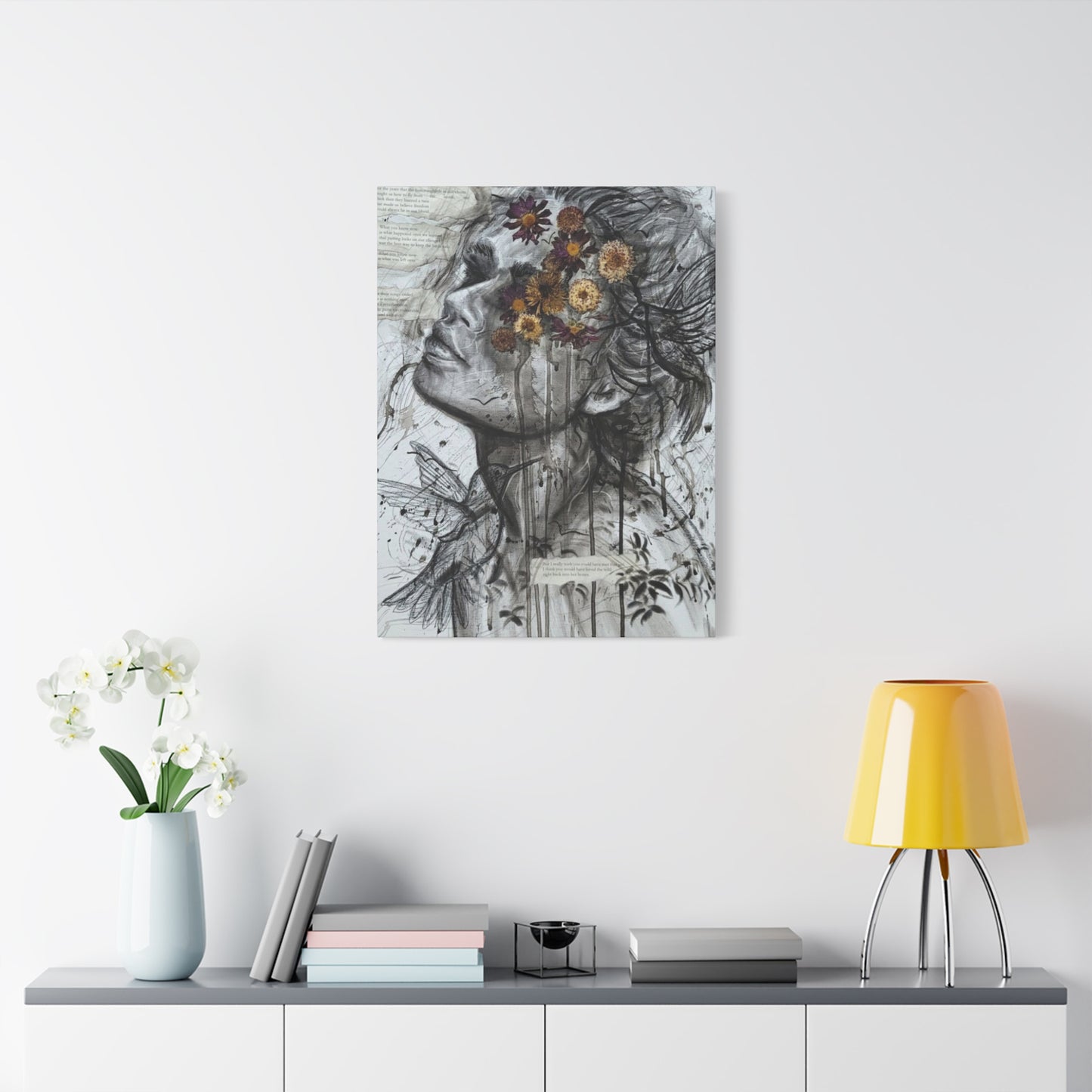 Girl And Flower Abstract Mixed Media Wall Art & Canvas Prints