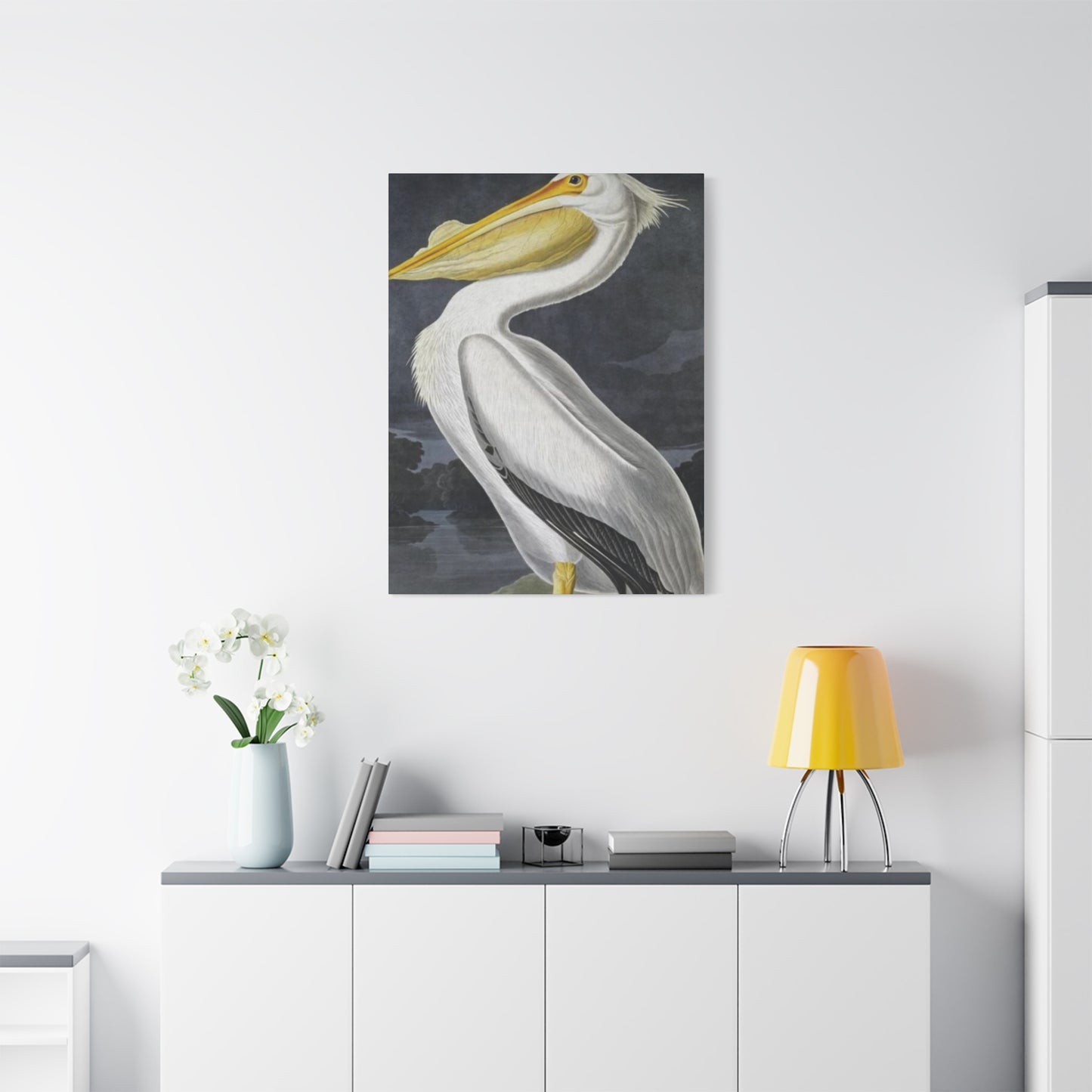 Long Fat Beak Pelican Candid Drawing Wall Art & Canvas Prints