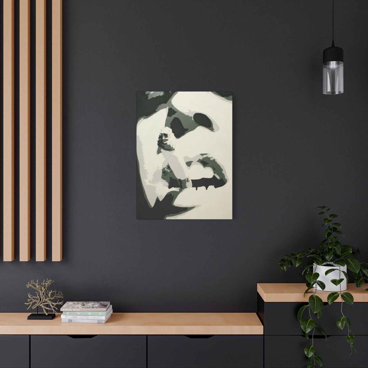 Greyscale Smoking Lips Abstract Painting Wall Art & Canvas Prints