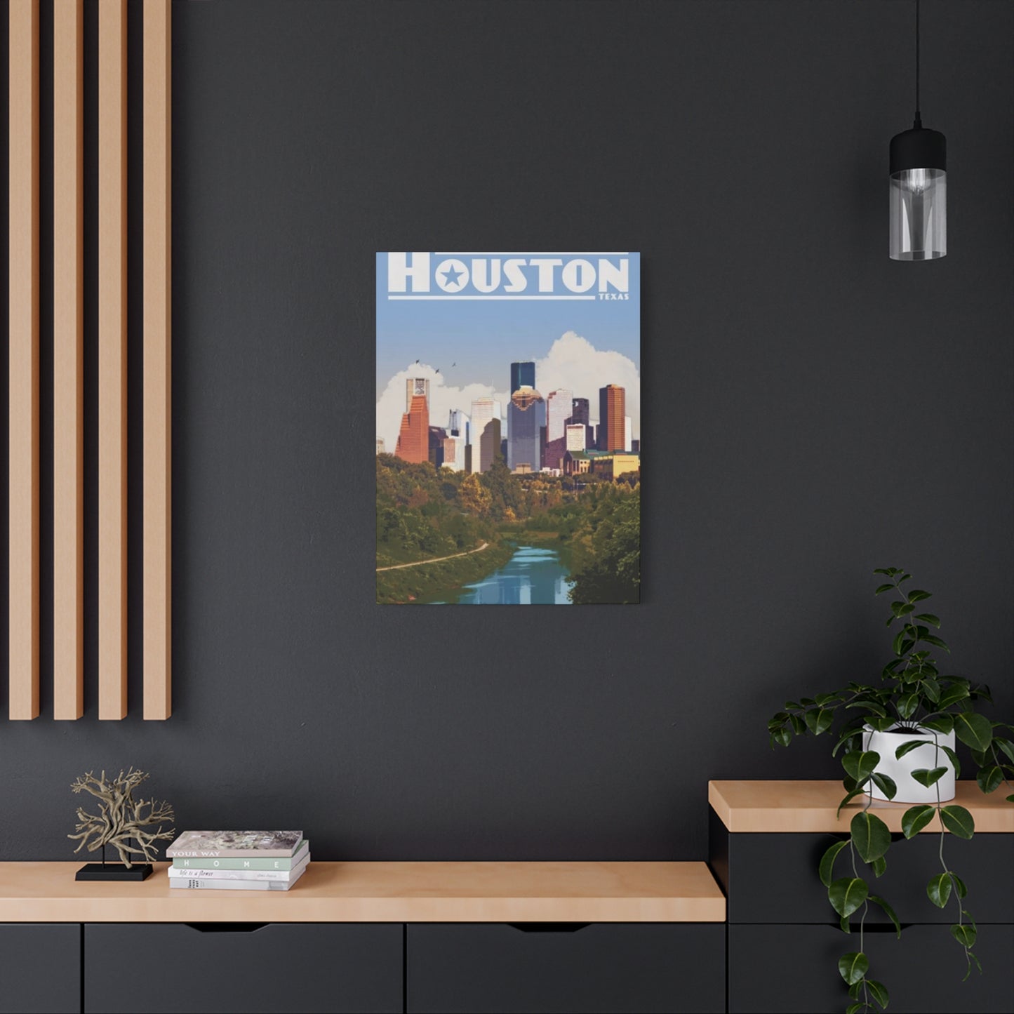 Colorful Charming Houston Skyline Painting Wall Art & Canvas Prints