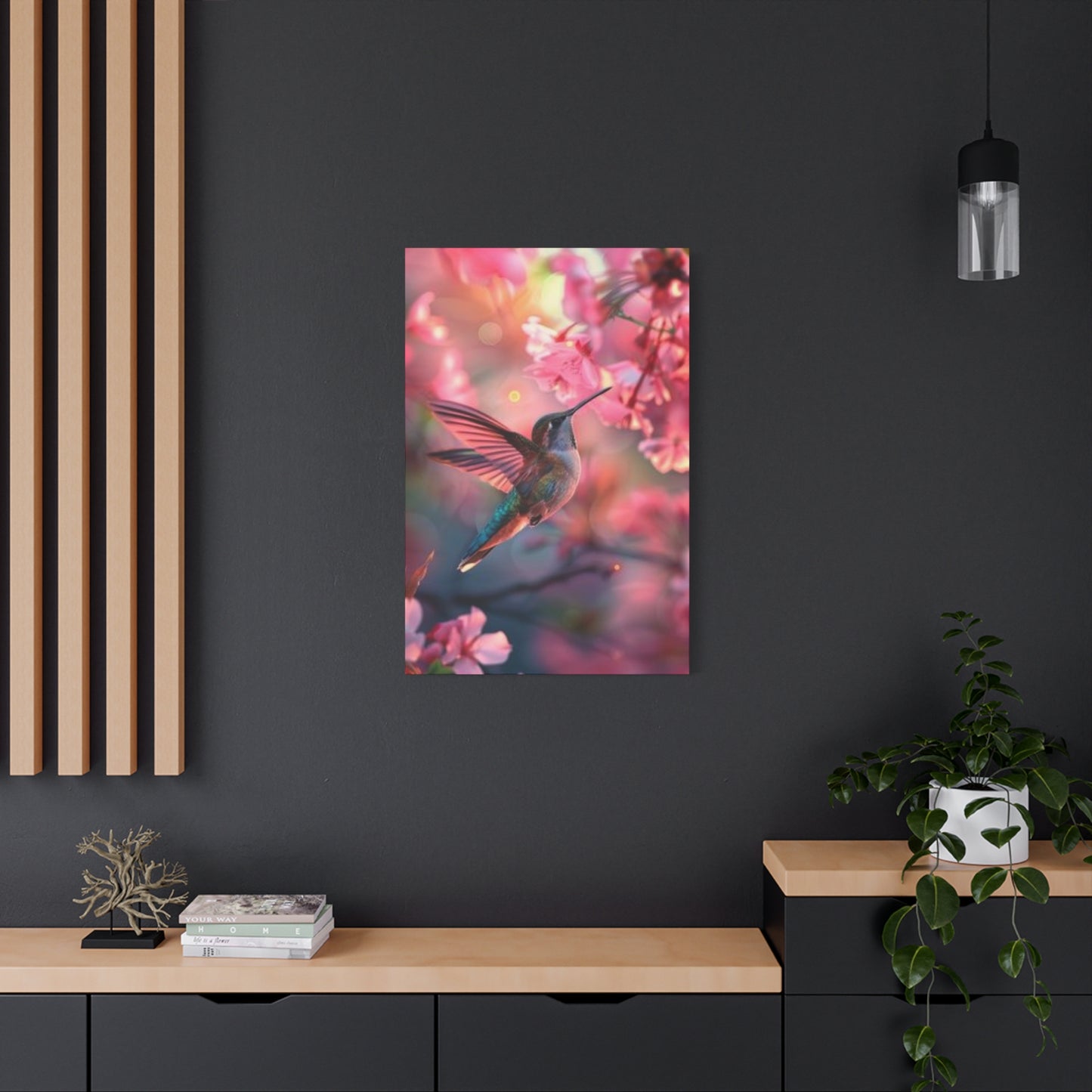 Pink Humming Bird Candid Painting Wall Art & Canvas Prints