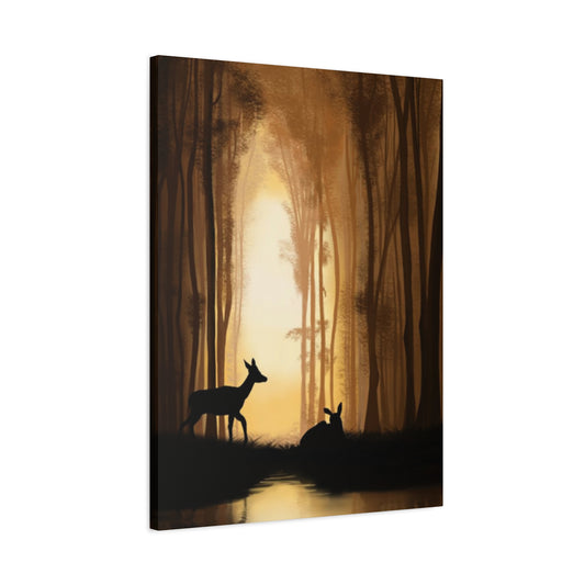 Deer Silhouette Forest Wall Art & Canvas Prints