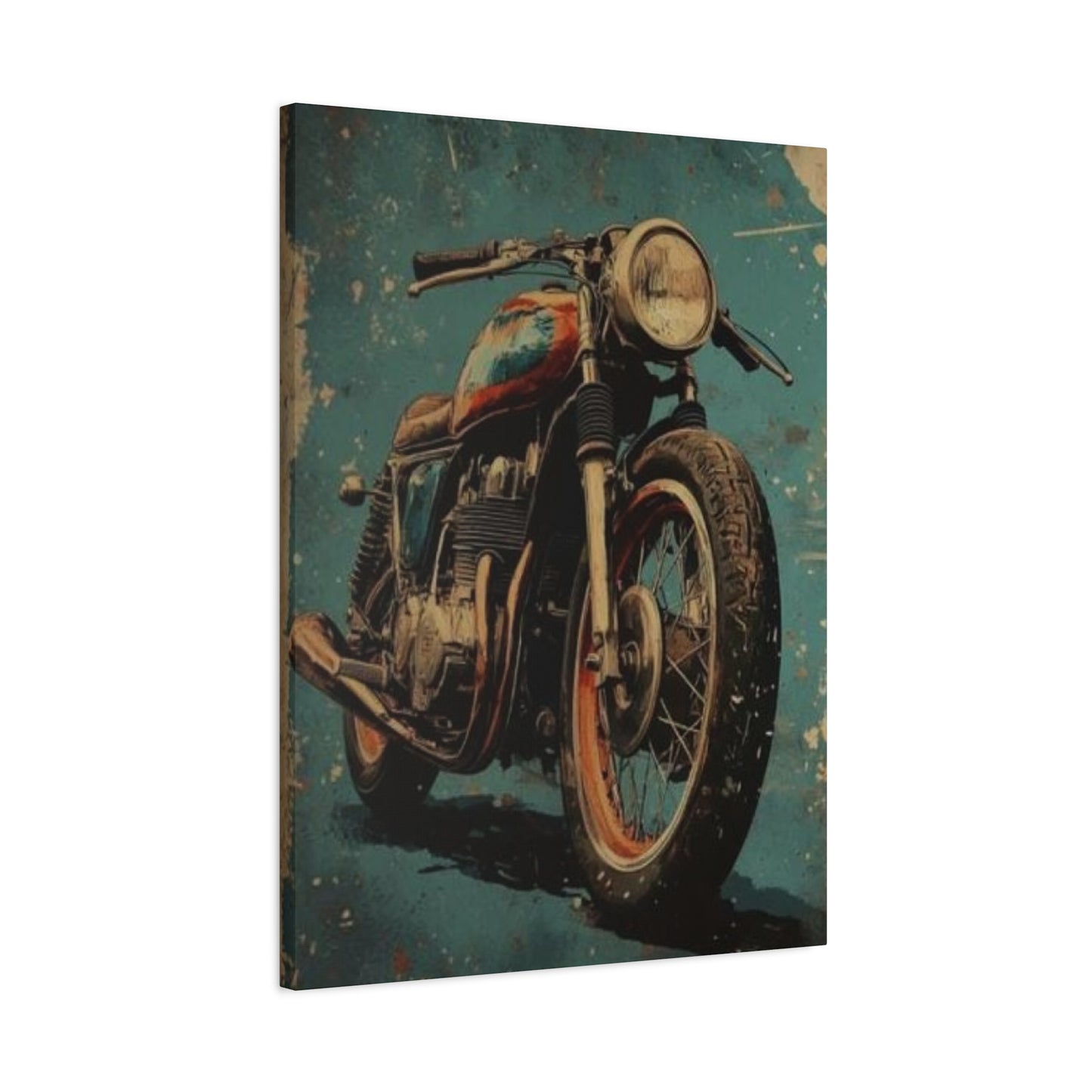 Blue Red Classic Poster Motorcycle Wall Art & Canvas Prints