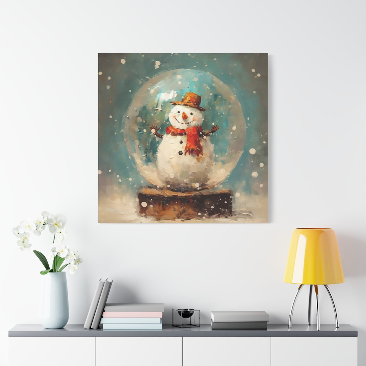 Snowman Snow Globe Wall Art & Canvas Prints