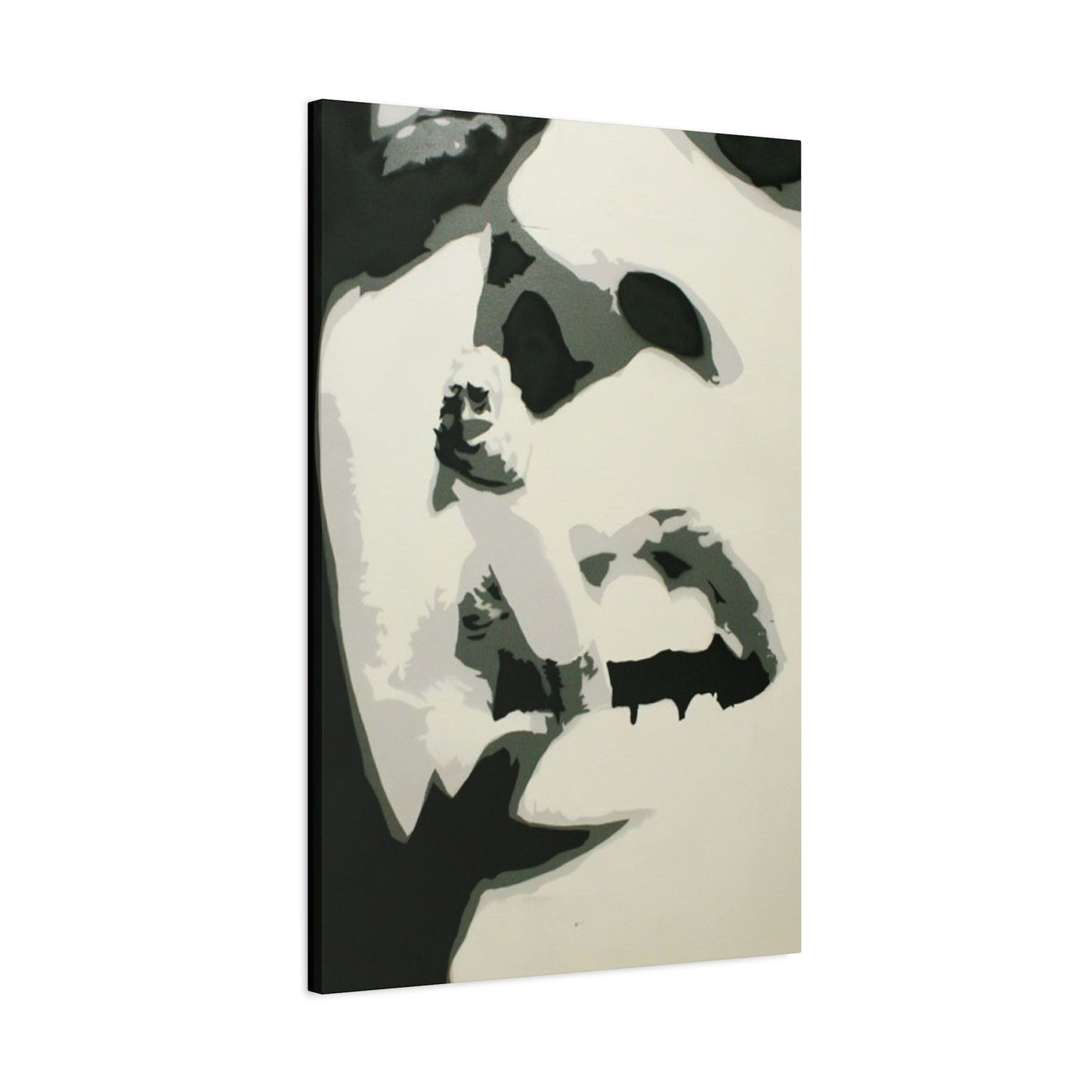 Greyscale Smoking Lips Abstract Painting Wall Art & Canvas Prints