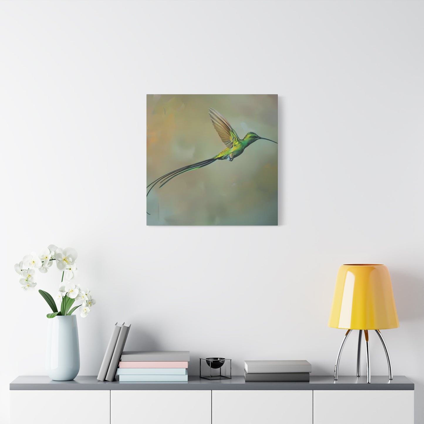 Long Tail Humming Bird Painting Wall Art & Canvas Prints