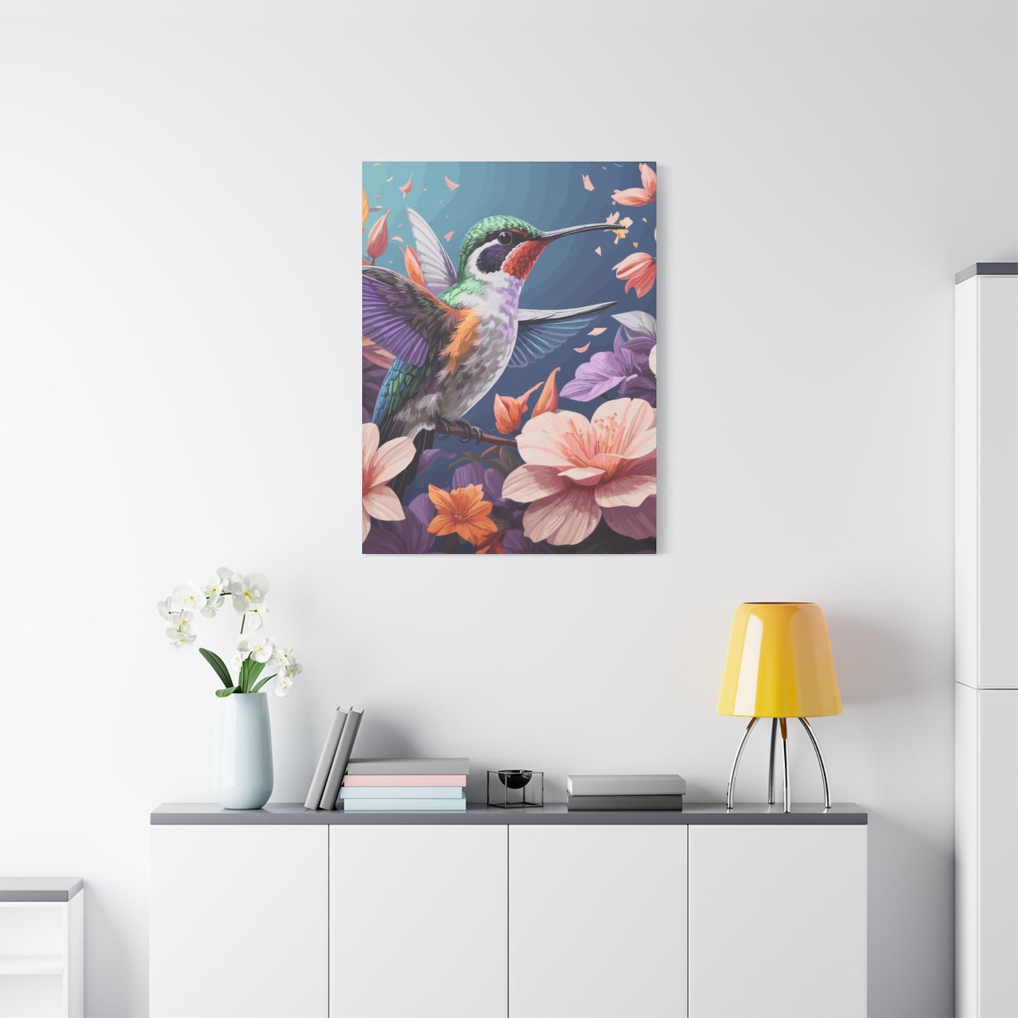 Humming Bird Closeup Painting Wall Art & Canvas Prints