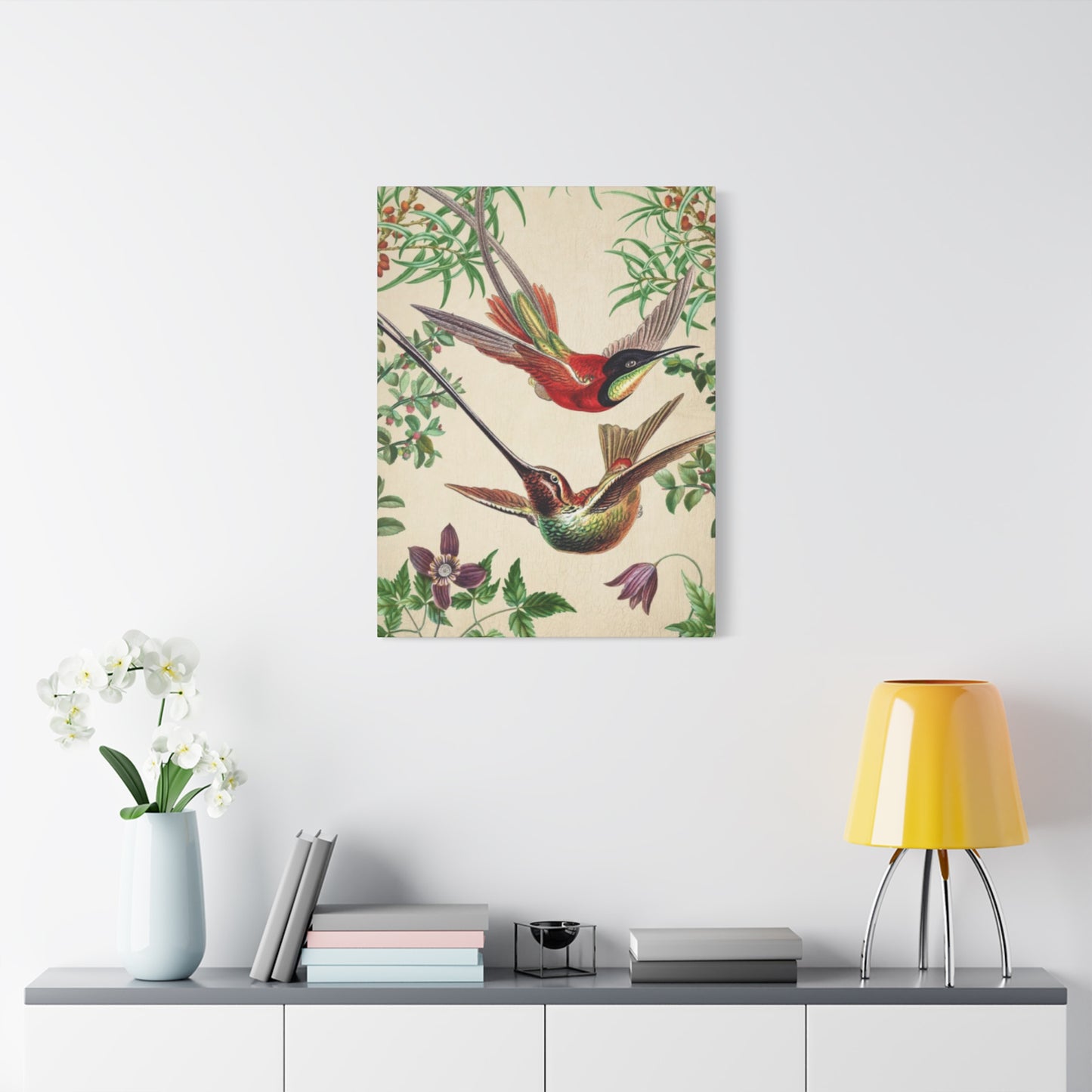 Humming Bird Couple Candid Painting Wall Art & Canvas Prints