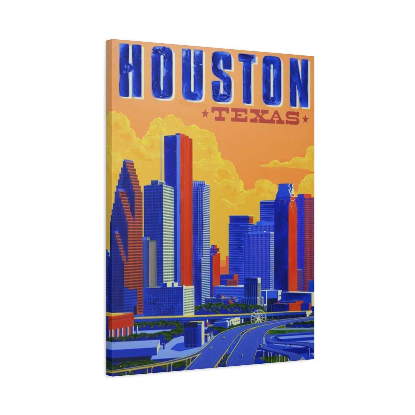 Colorful Houston Skyline Painting Wall Art & Canvas Prints