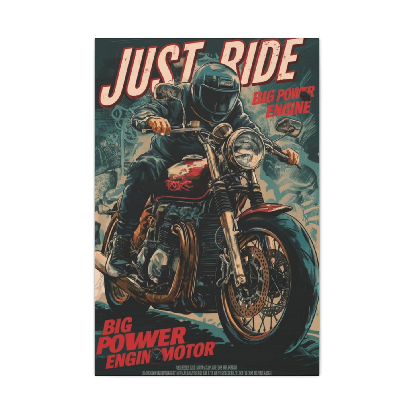 Just Rider Poster Motorcycle Wall Art & Canvas Prints