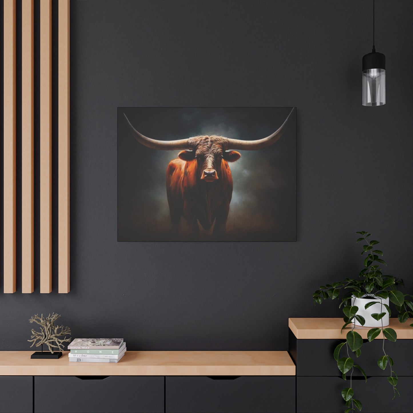 Hairy Bull Straight Long Horns Wall Art & Canvas Prints