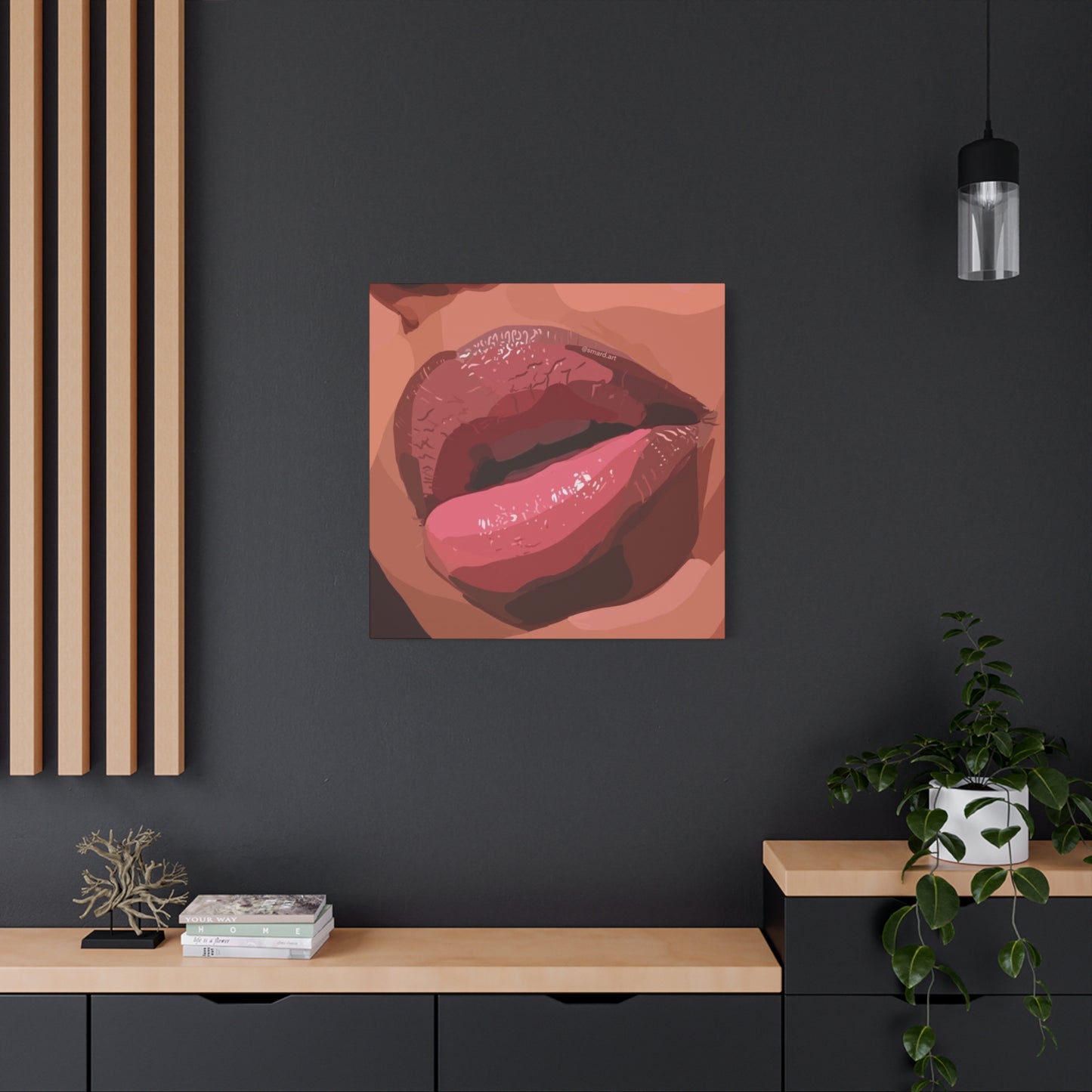 Model Dark Lips Painting Wall Art & Canvas Prints