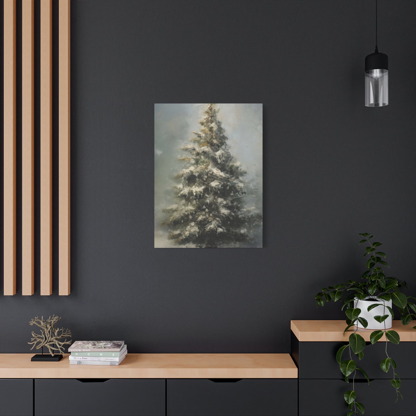 Snowy Christmas Tree Wall Art & Canvas Prints