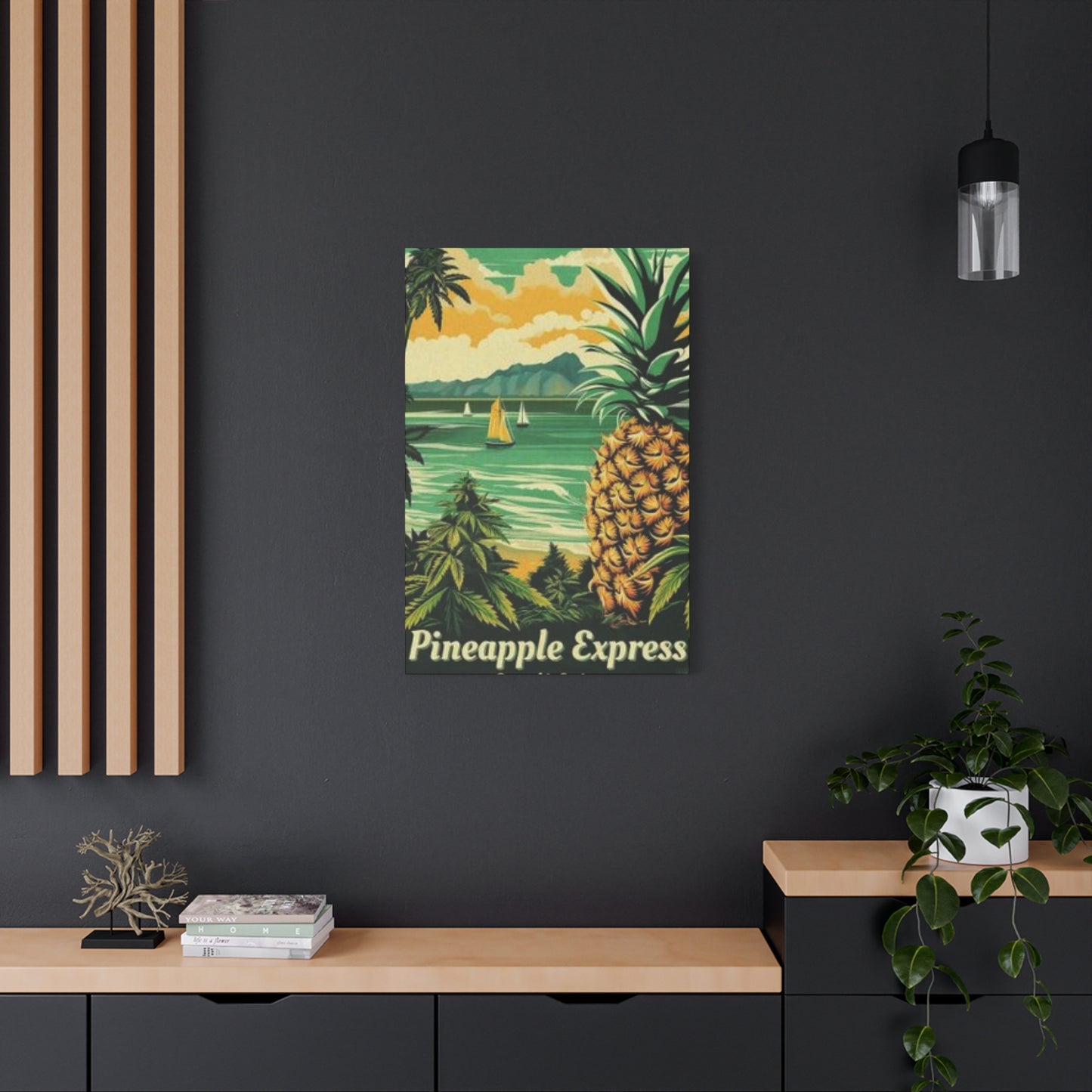 Pineapple On Beach Marijuana Wall Art & Canvas Prints