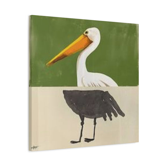 Black & White Pelican Cartoon Poster Wall Art & Canvas Prints