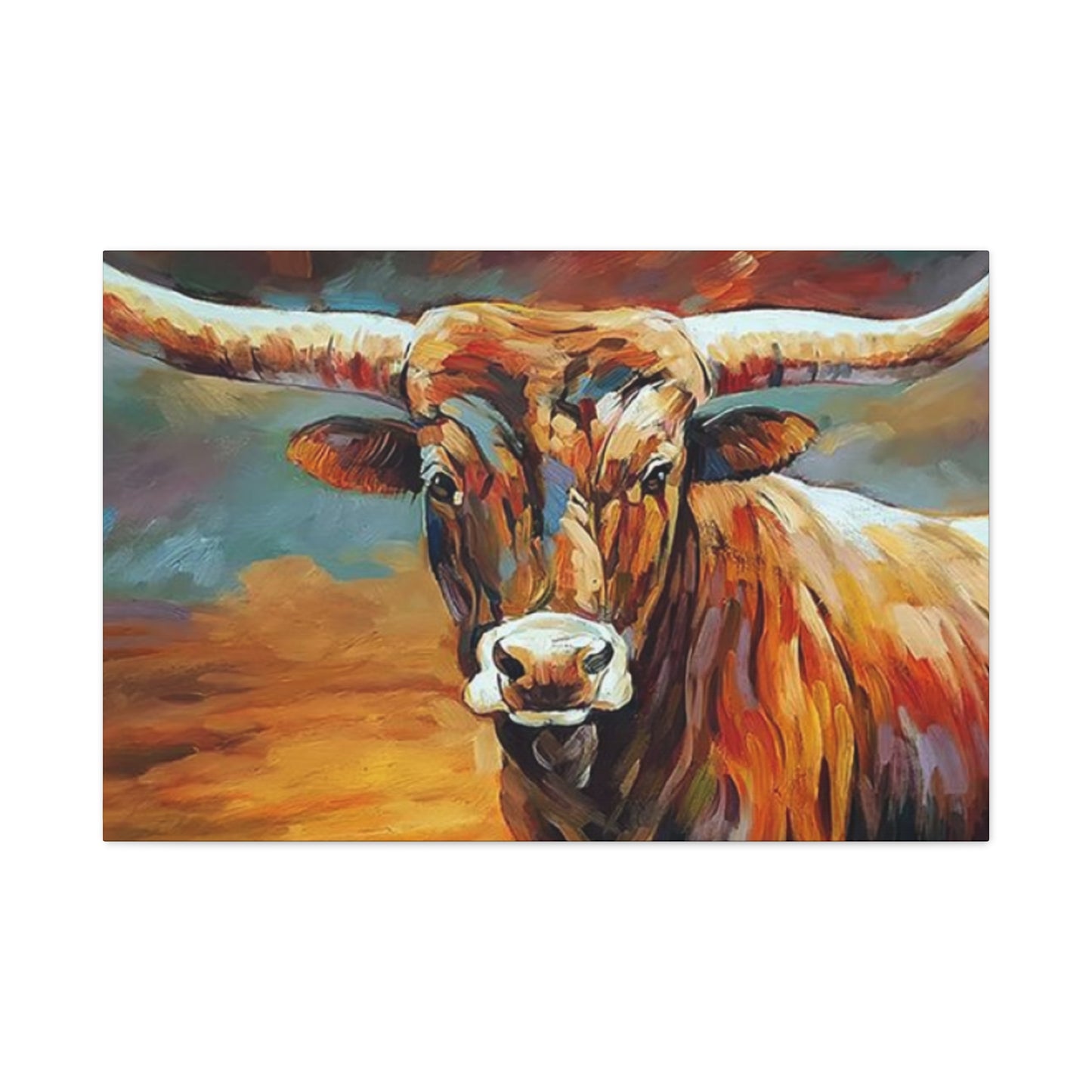 Hairy Bull Long Horns Drawing Wall Art & Canvas Prints