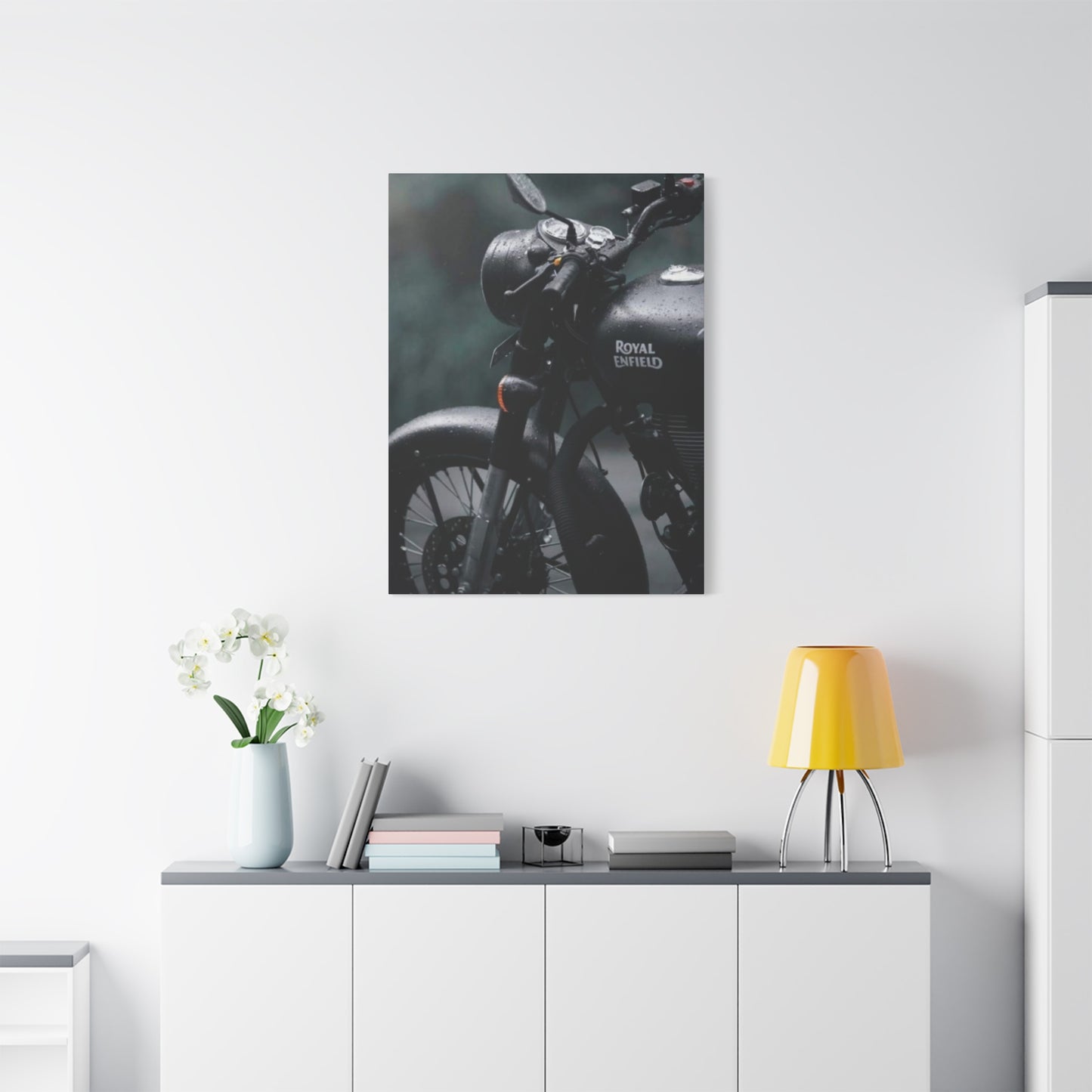 Black Royal Enfield Motorcycle Wall Art & Canvas Prints