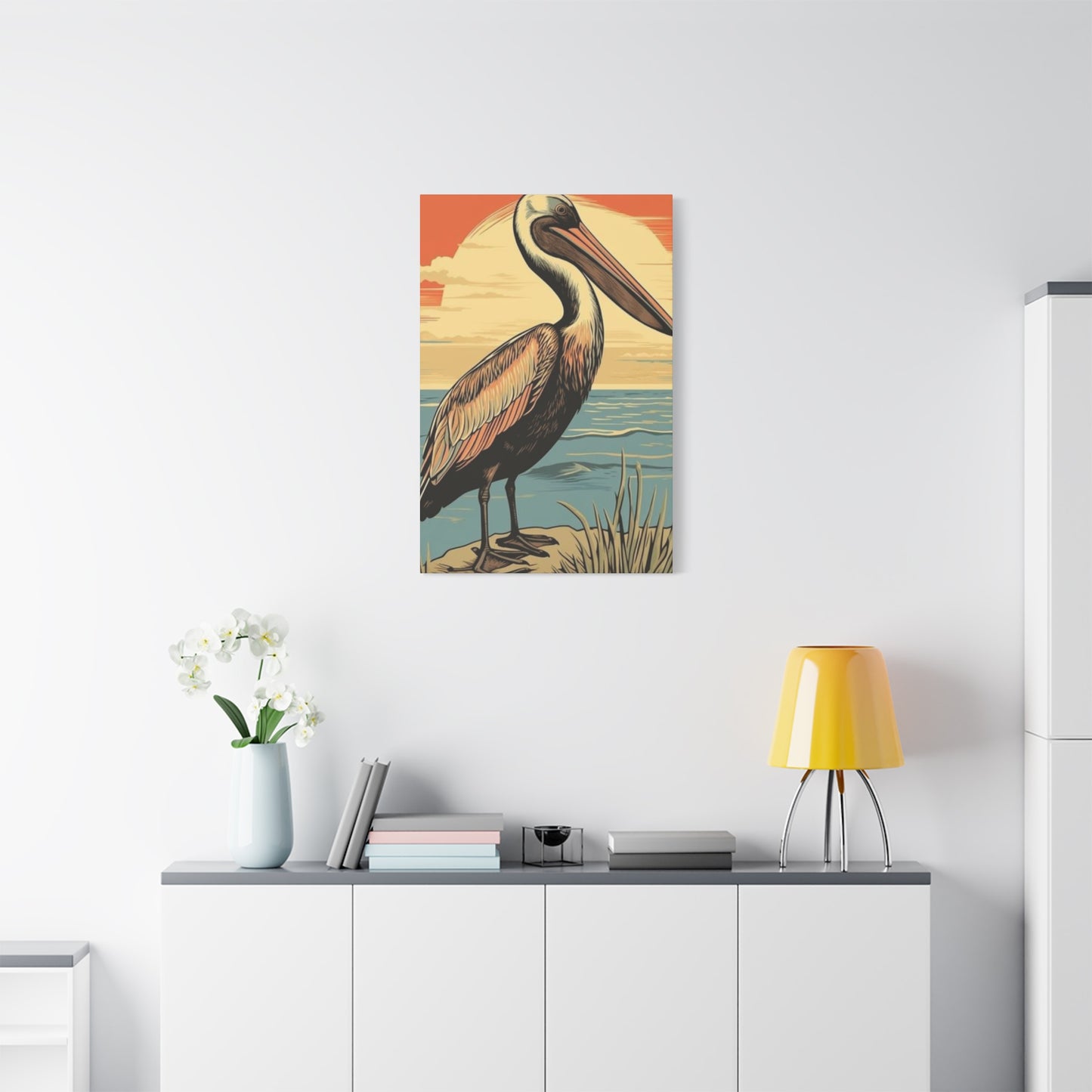 Colorful Painting Of A Pelican Wall Art & Canvas Prints