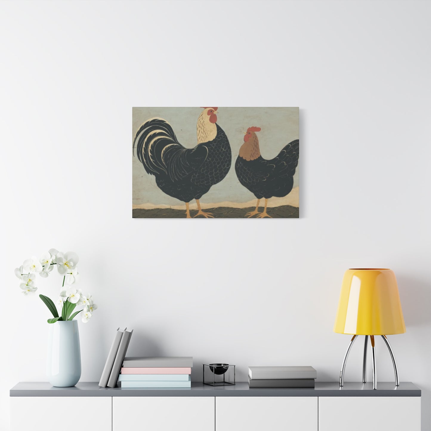 Chicken Couple Kimble Warren Wall Art & Canvas Prints