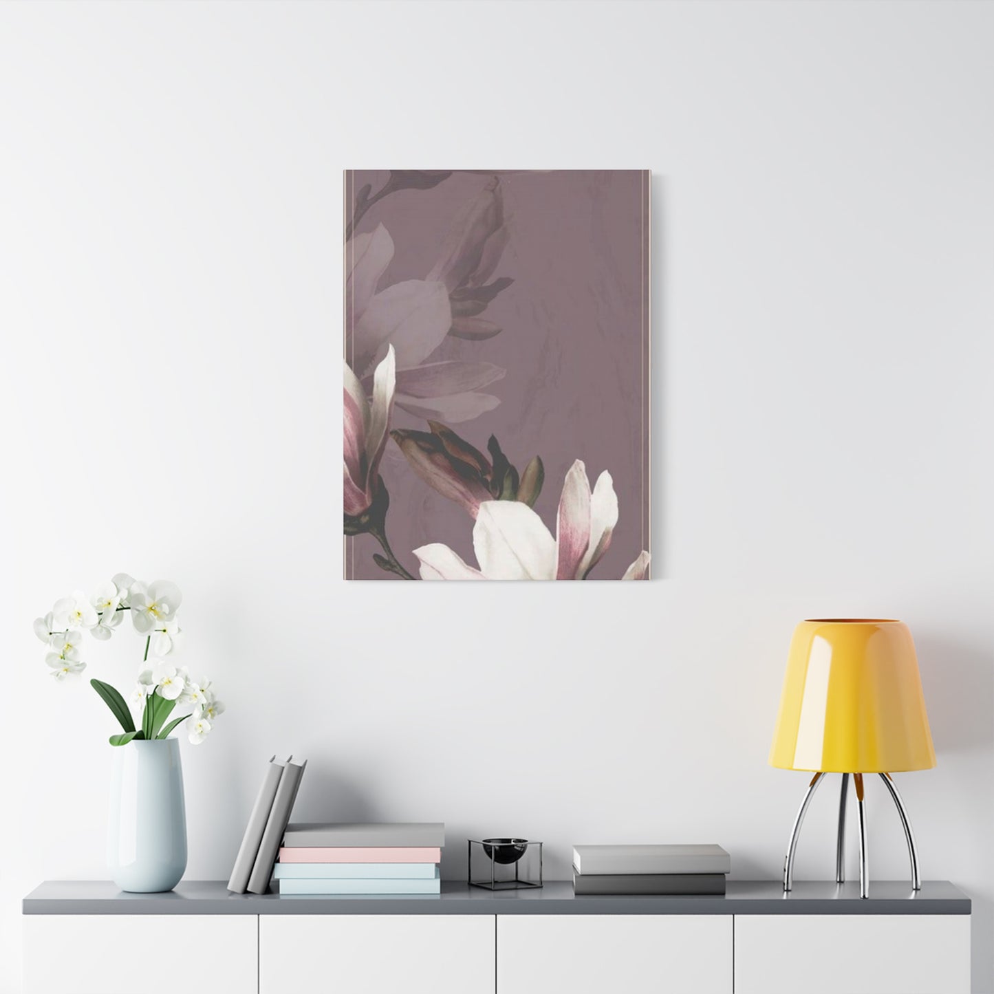 Purple Magnolia Flower with Painting Wall Art & Canvas Prints