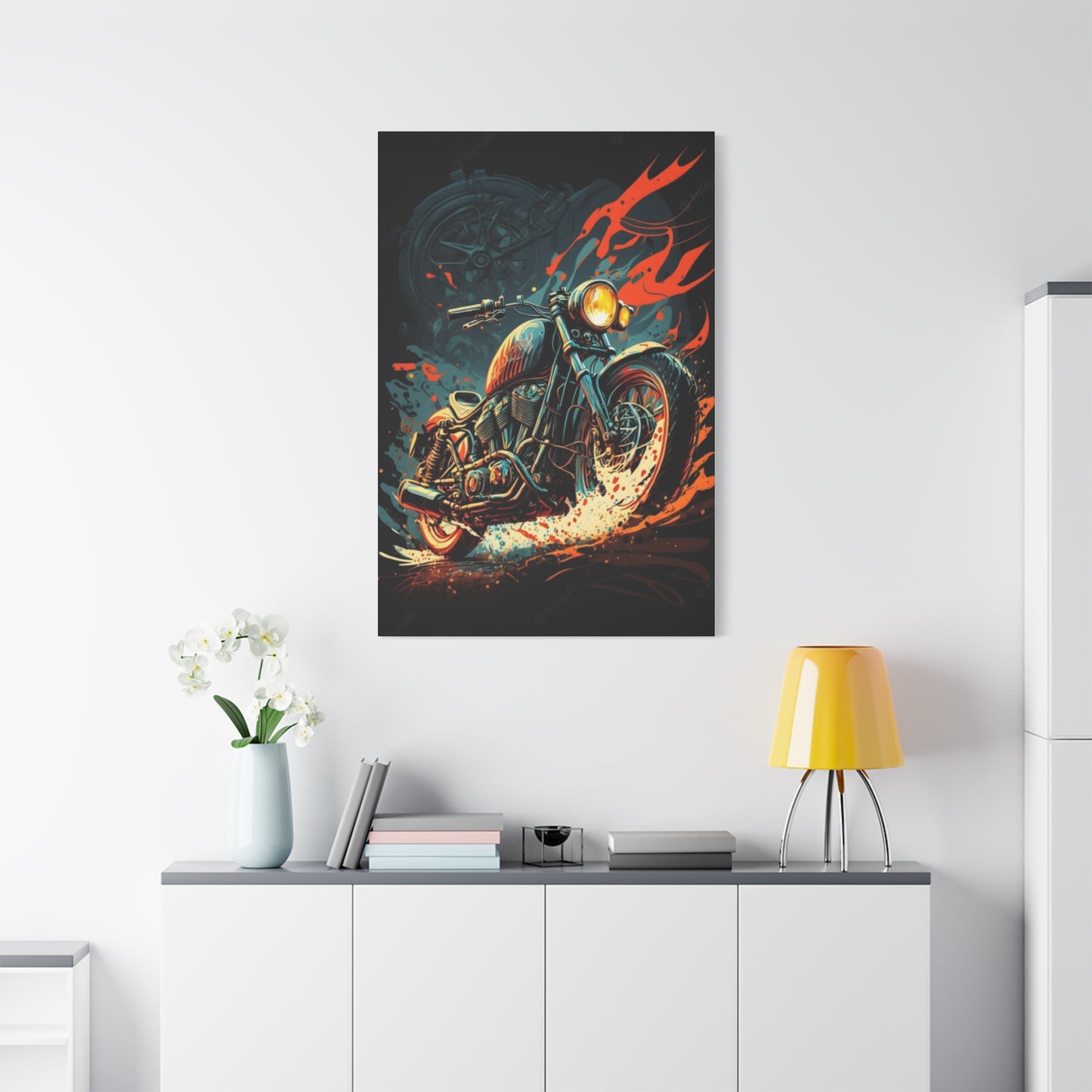 Black Ghost Rider Motorcycle Wall Art & Canvas Prints