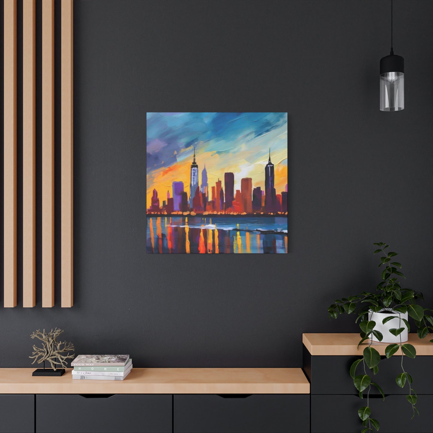 Skyline View From Sea Drawing NYC Skylines Wall Art & Canvas Prints