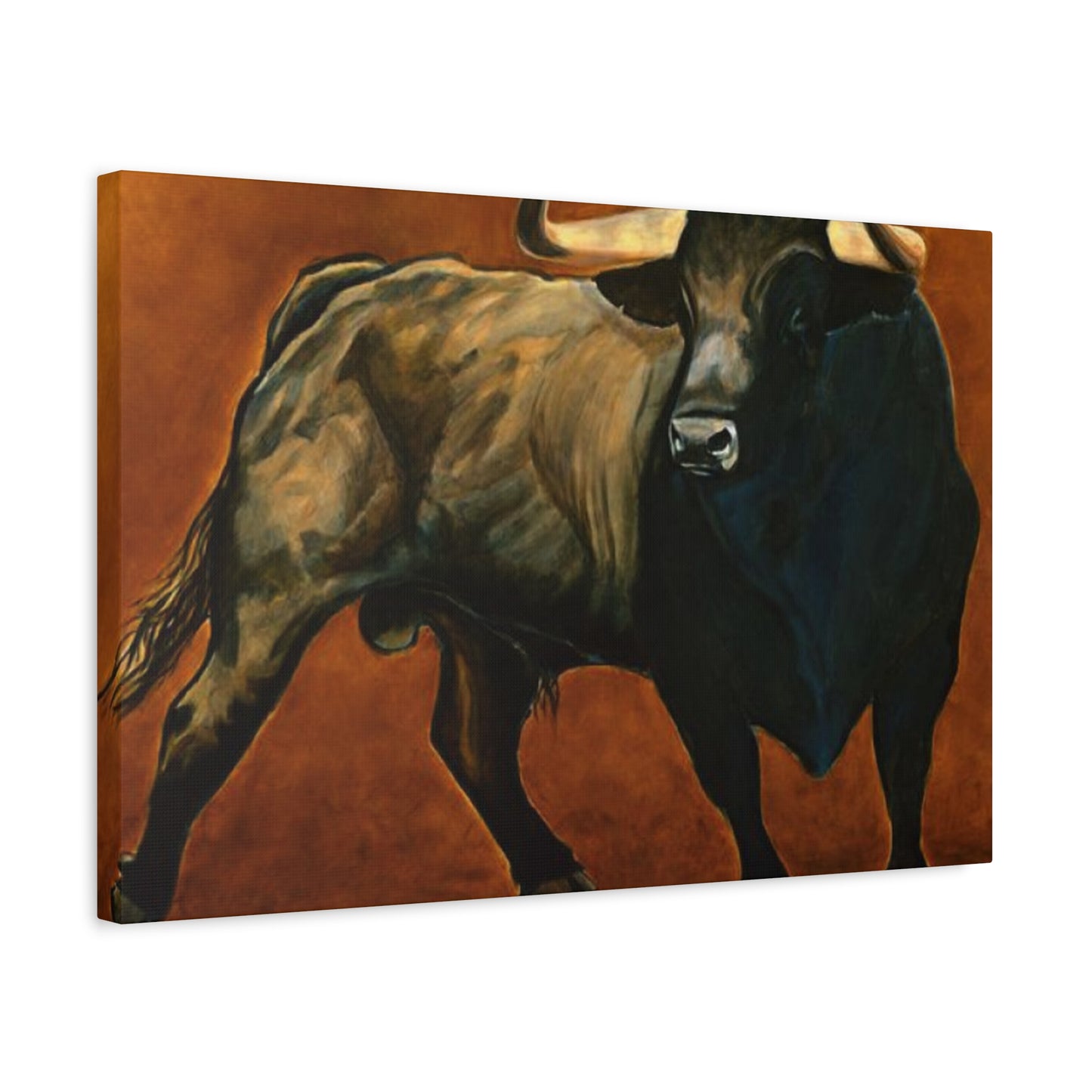 Old Hairy Black Bull Long Horns Wall Art & Canvas Prints