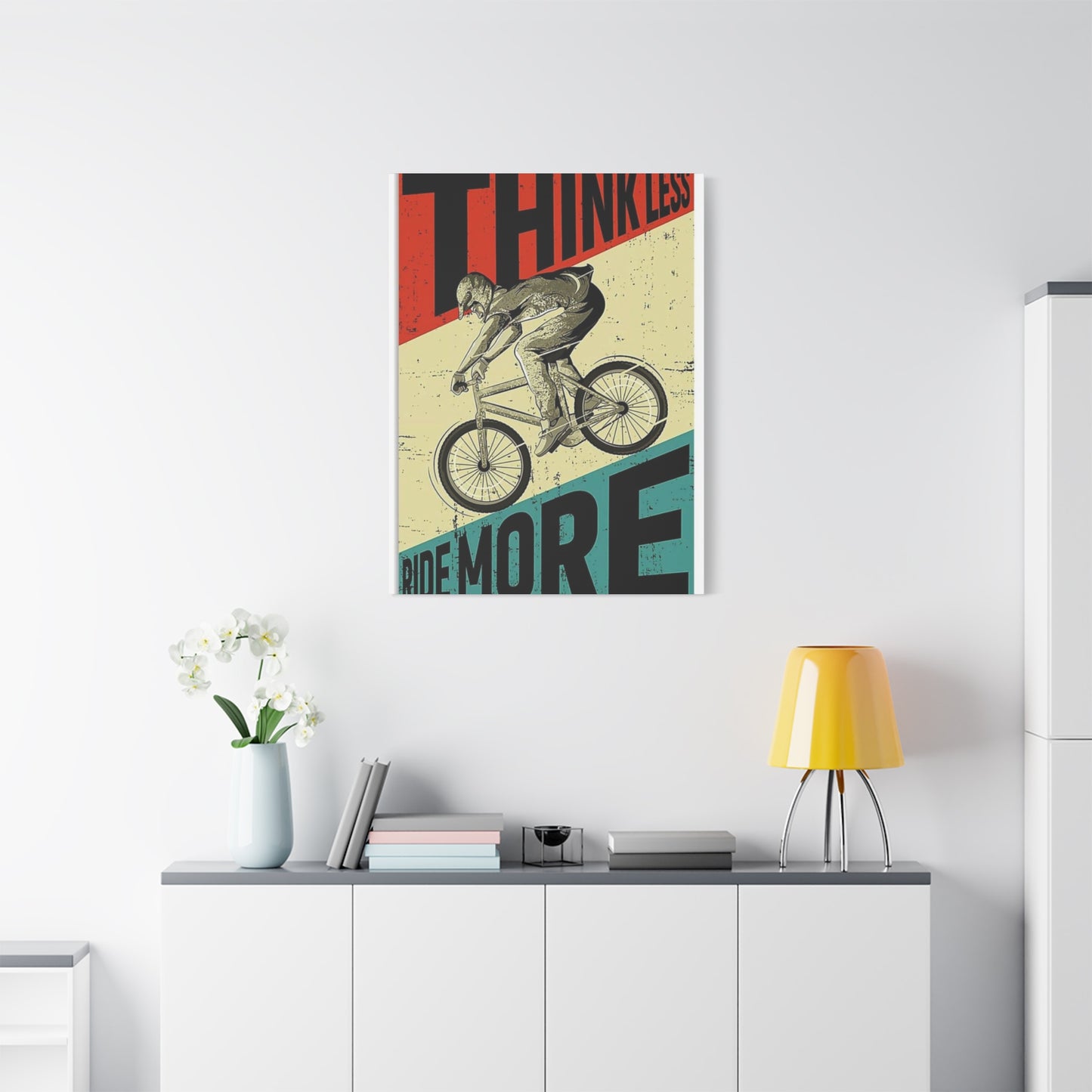 Think Less Ride More Poster Motorcycle Wall Art & Canvas Prints