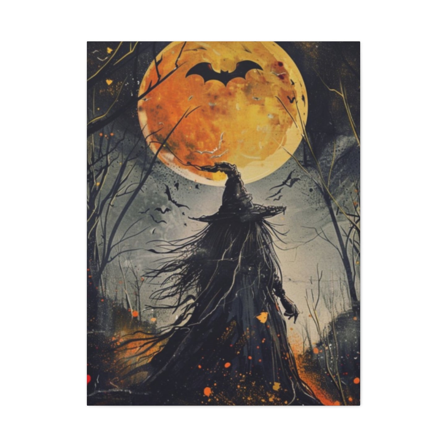 Full Moon Halloween Painting Wall Art & Canvas Prints