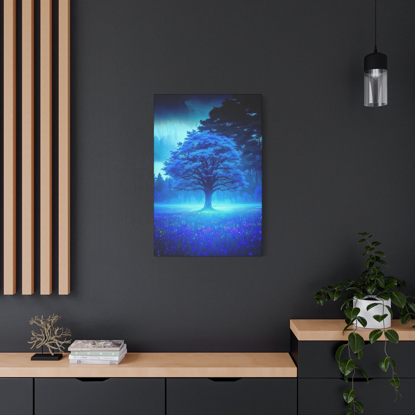 Blue Glowing Tree Wall Art & Canvas Prints