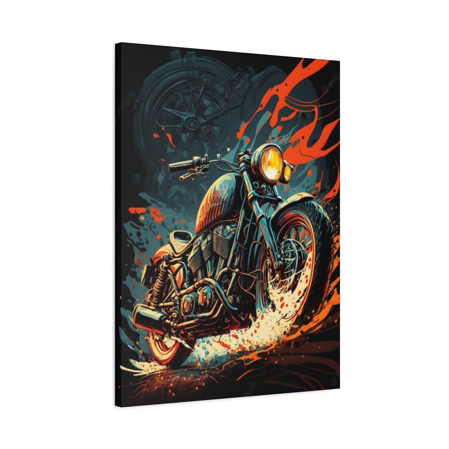 Black Ghost Rider Motorcycle Wall Art & Canvas Prints