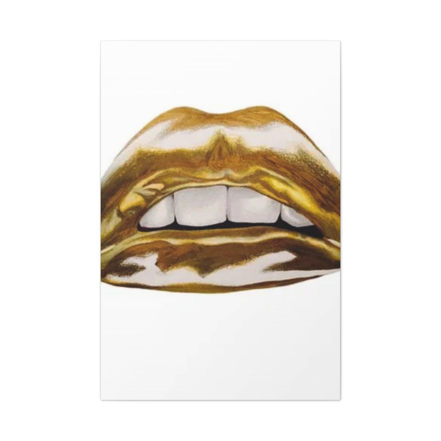 Golden Lips Abstract Painting Wall Art & Canvas Prints