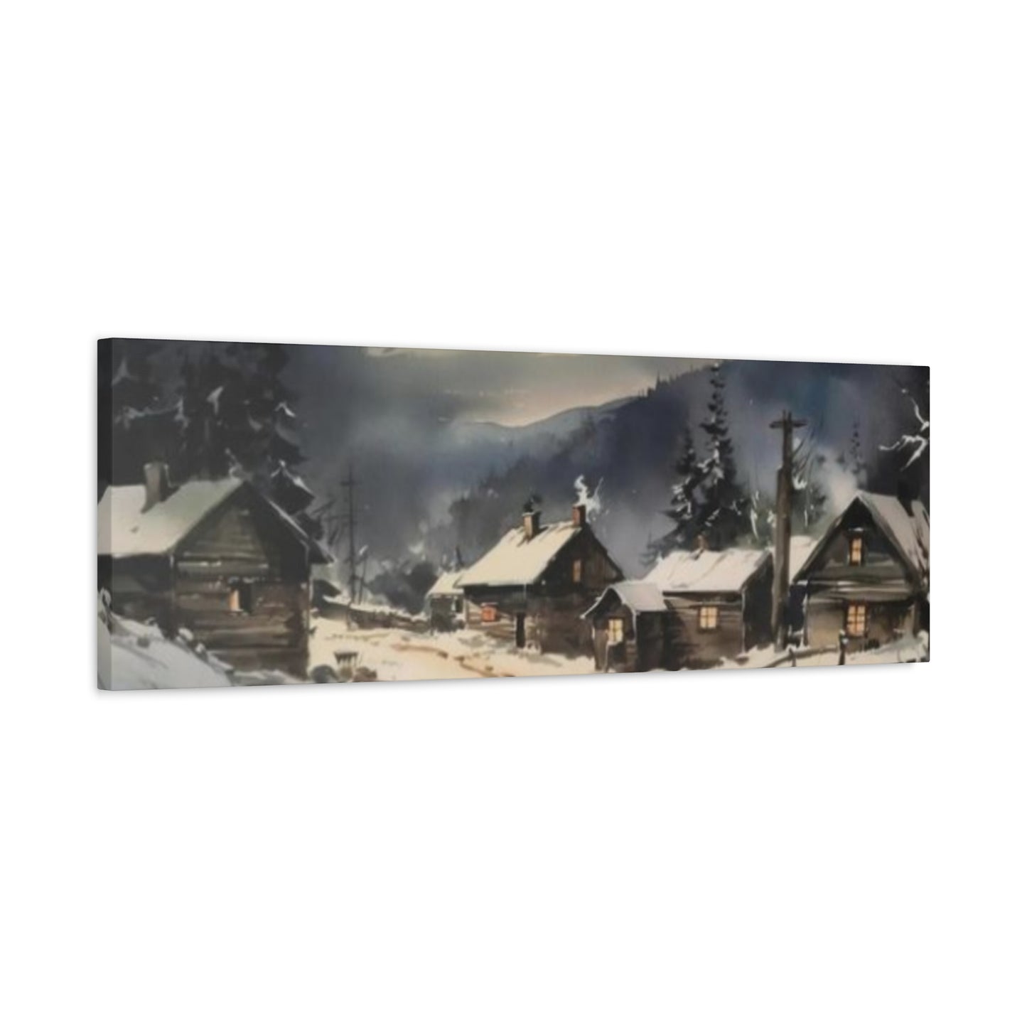 Hut In Snowy Mountain Panoramas Wall Art & Canvas Prints