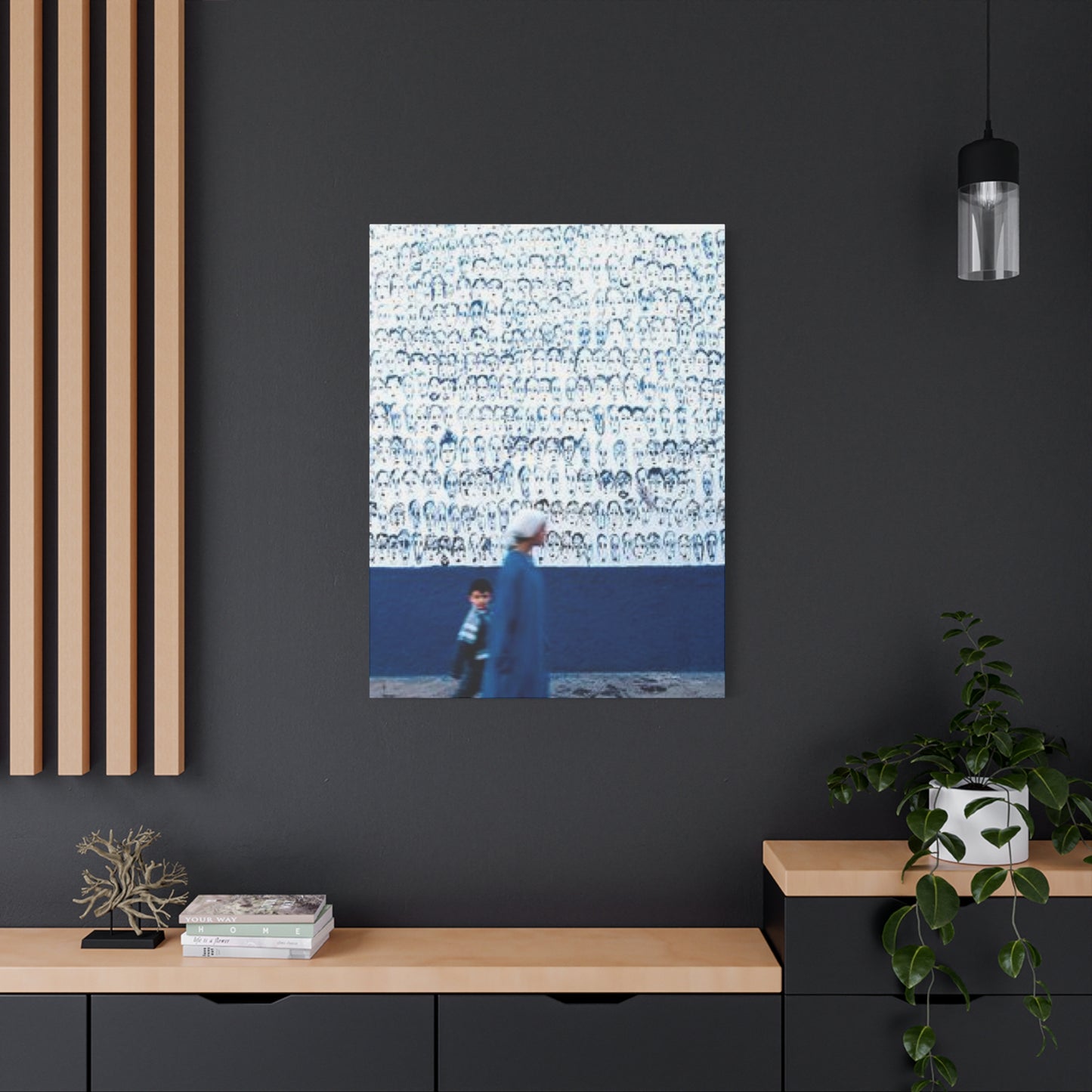 Blue Color Women & Child Moroccan Wall Art & Canvas Prints