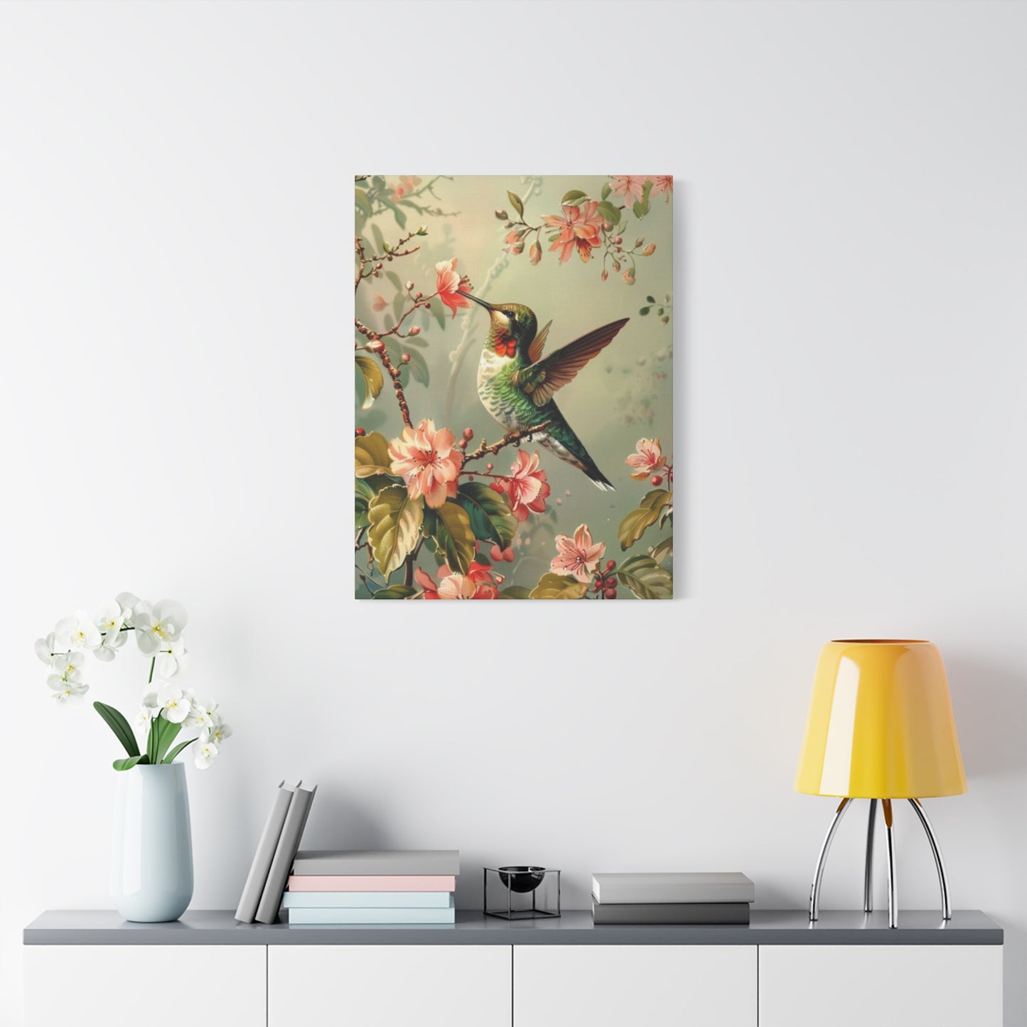 Flower & Humming Bird Candid Painting Wall Art & Canvas Prints