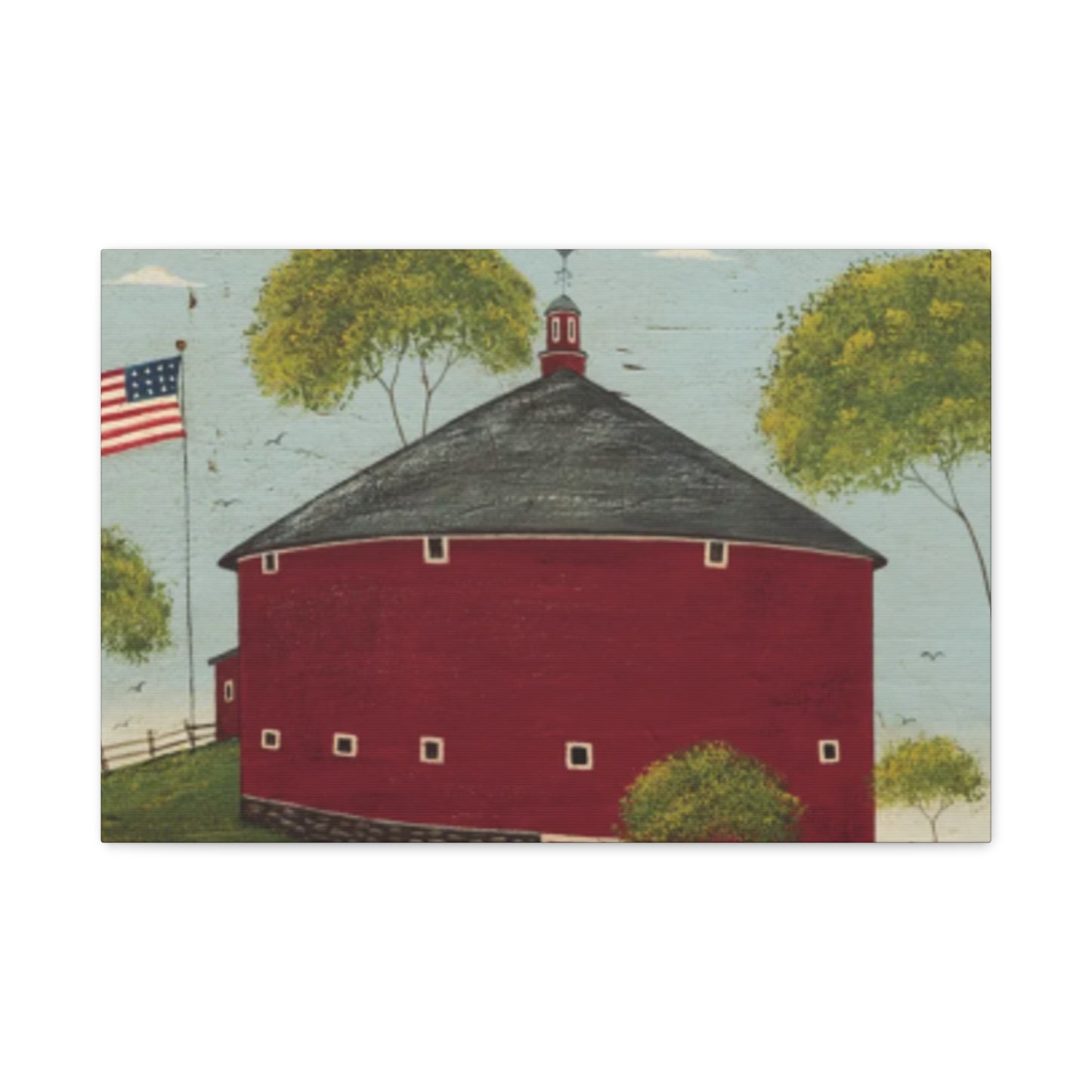 Red House And Flag Kimble Warren Wall Art & Canvas Prints