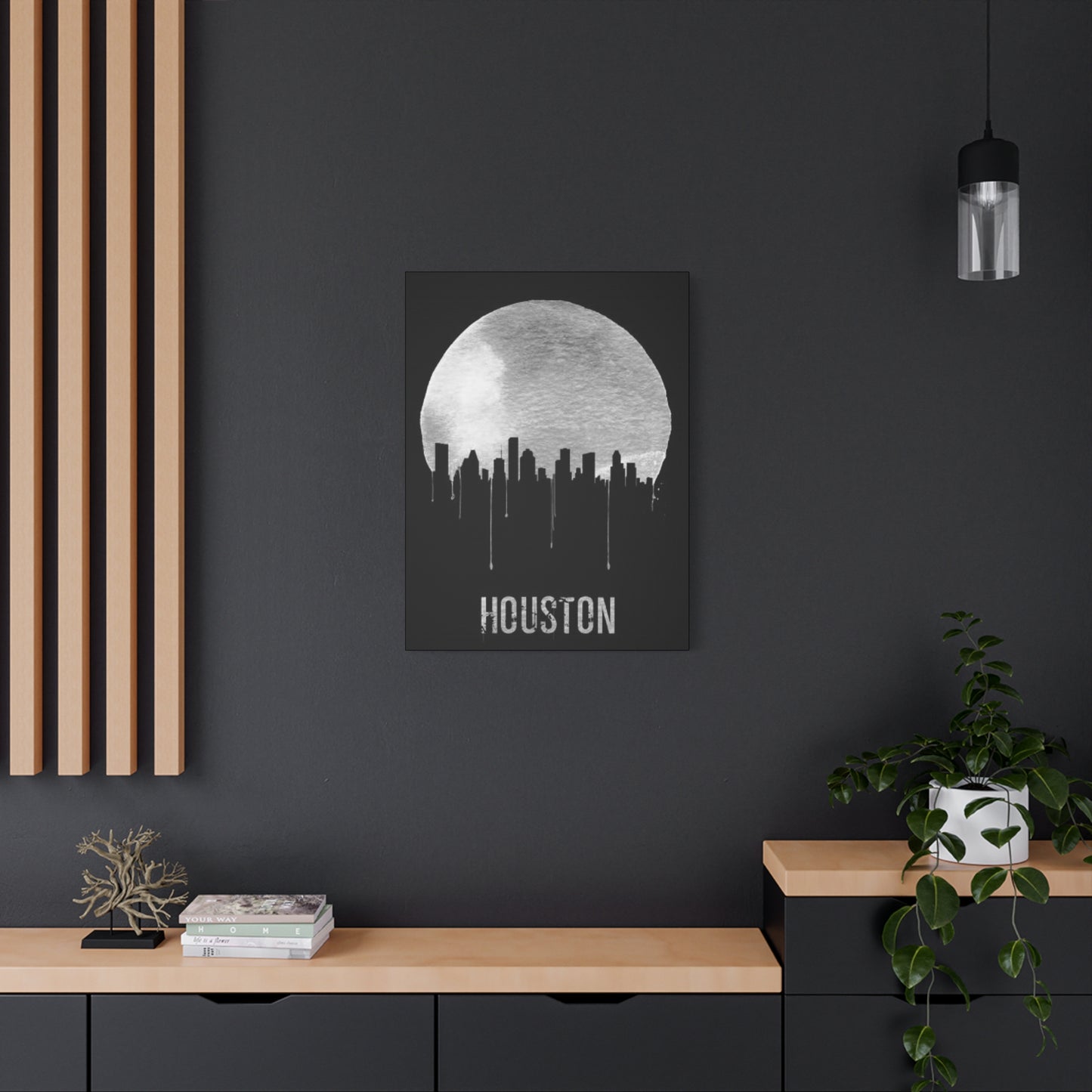 Aesthetic Full moon Houston Skyline Wall Art & Canvas Prints