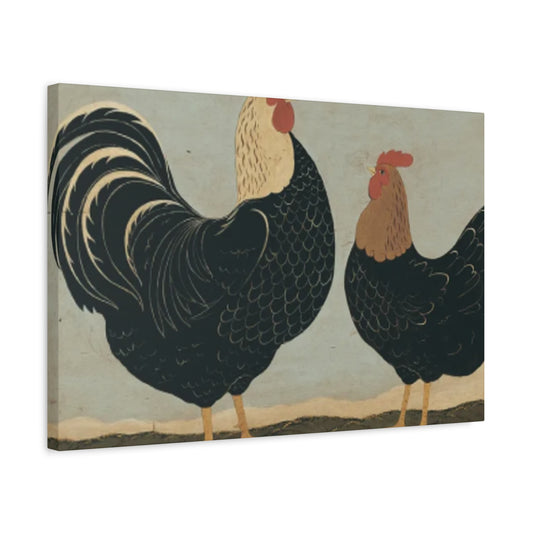 Chicken Couple Kimble Warren Wall Art & Canvas Prints