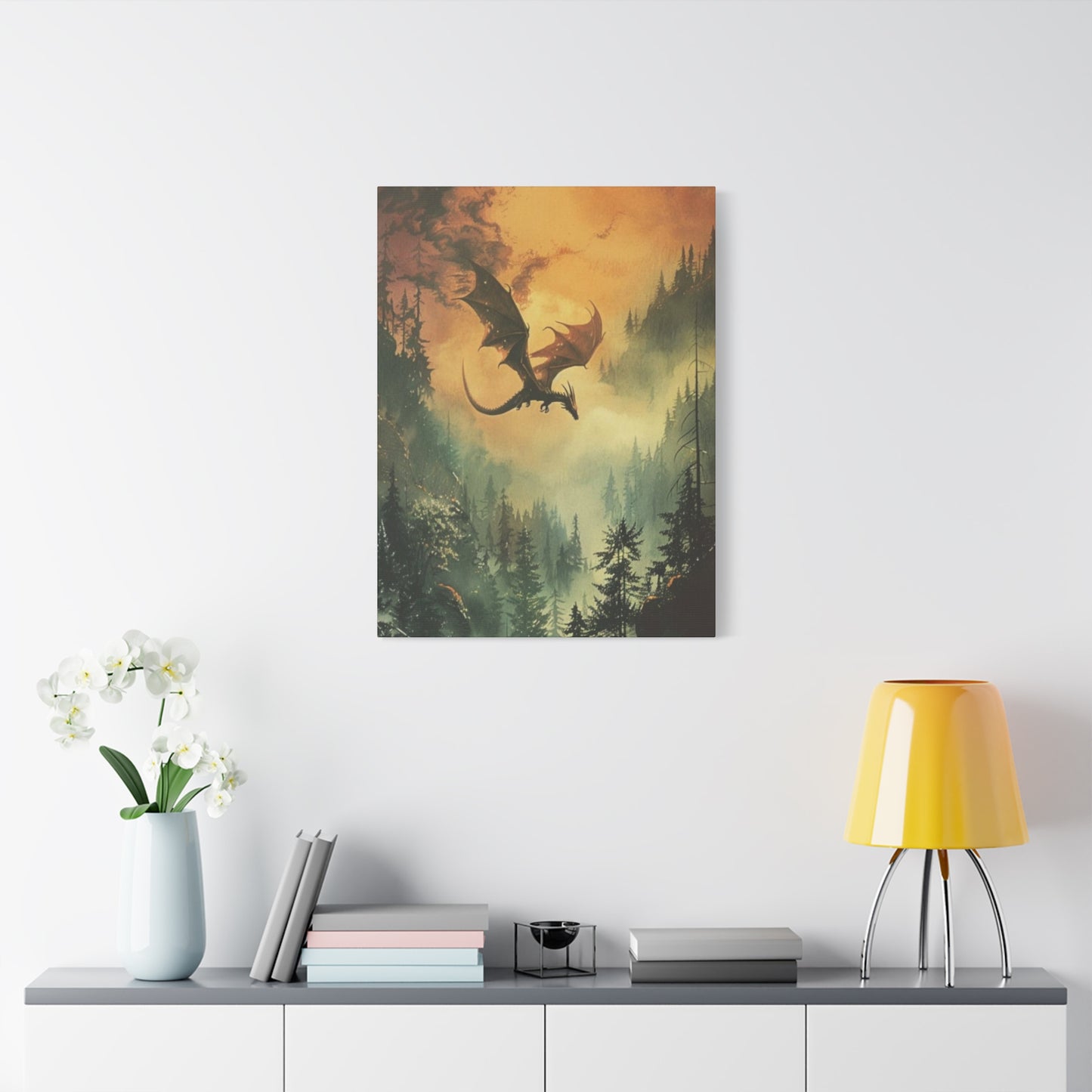 Dragon Flying over Forest Wall Art & Canvas Prints