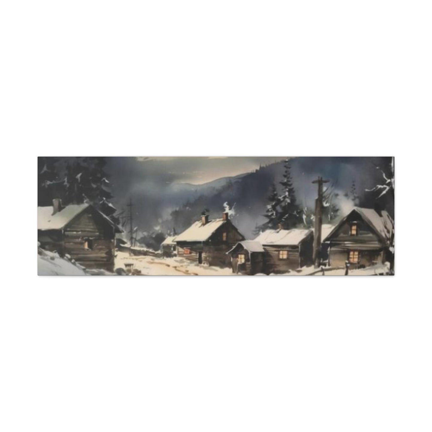 Hut In Snowy Mountain Panoramas Wall Art & Canvas Prints