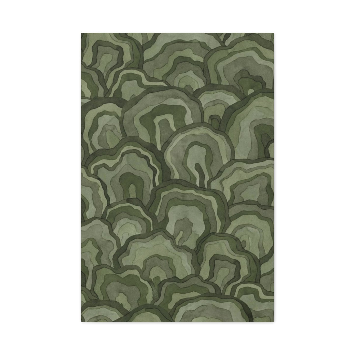 Olive Green Flower Pattern Wall Art & Canvas Prints