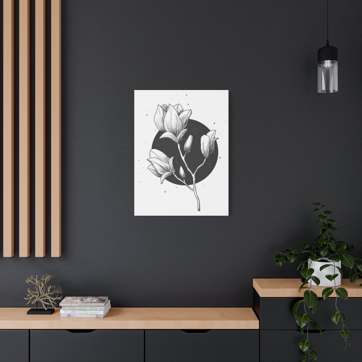 Beautiful Monochrome Magnolia Flower Plant Wall Art & Canvas Prints