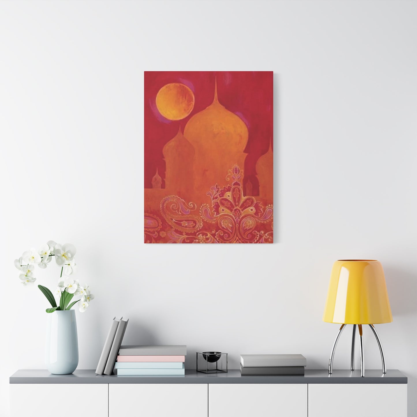 Red Moon Painting Moroccan Wall Art & Canvas Prints