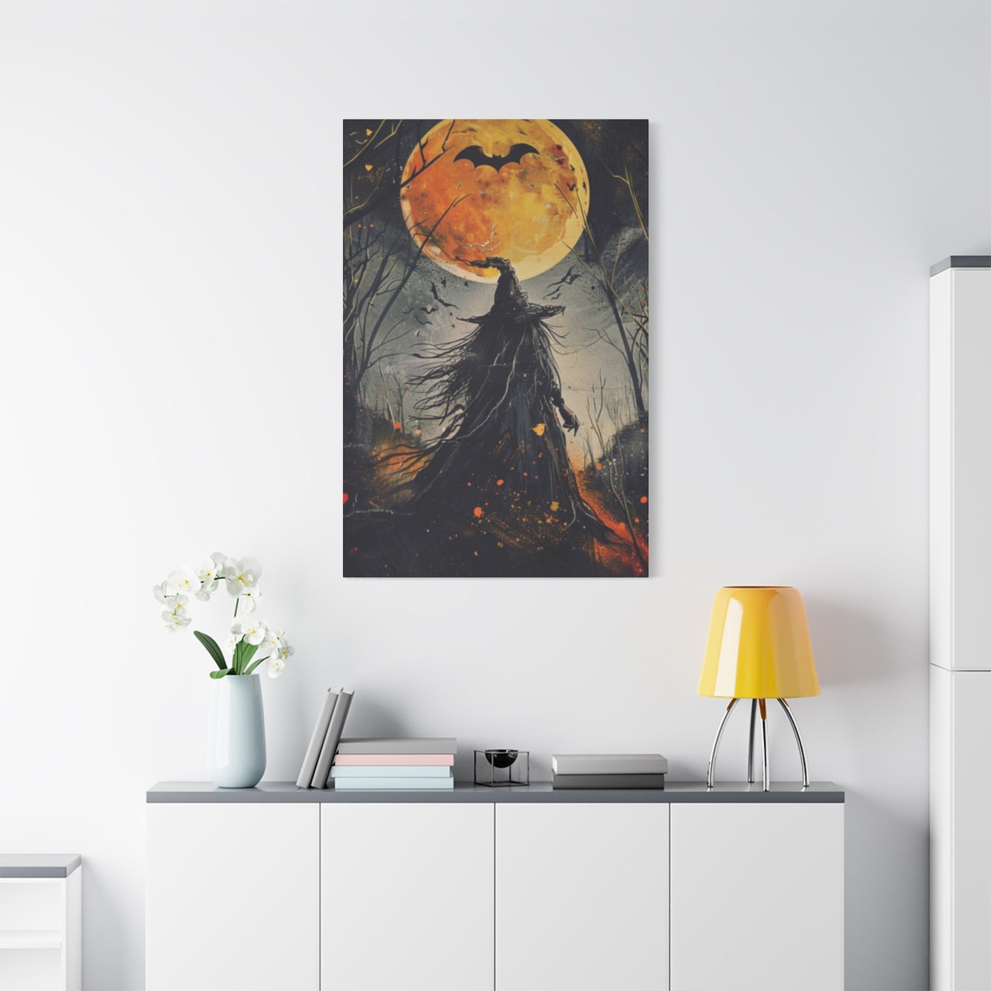 Full Moon Halloween Painting Wall Art & Canvas Prints