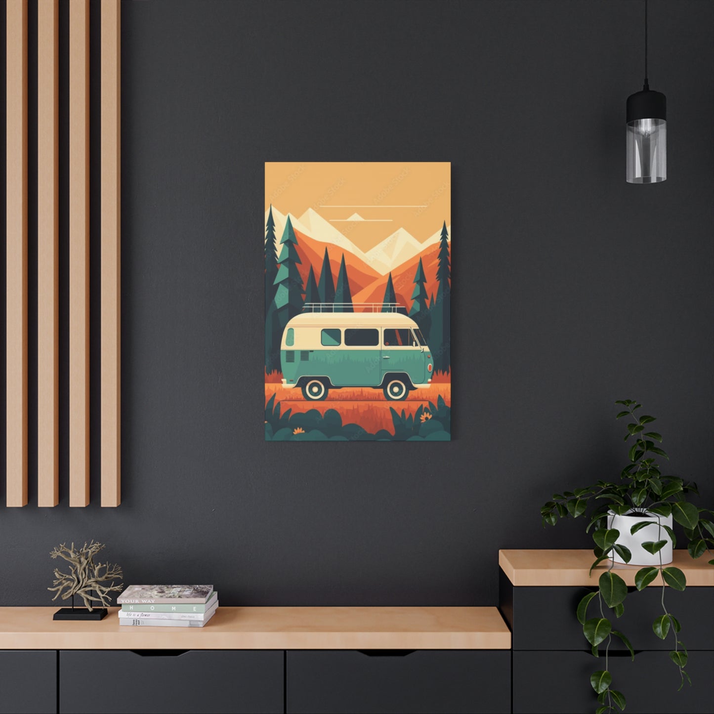 Camper Van in National Park Wall Art & Canvas Prints