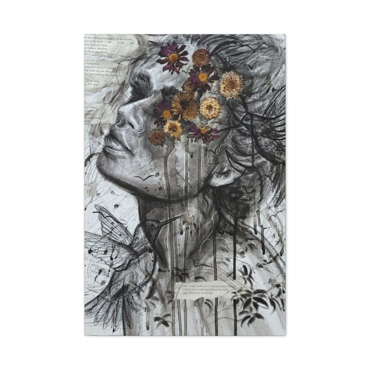 Girl And Flower Abstract Mixed Media Wall Art & Canvas Prints