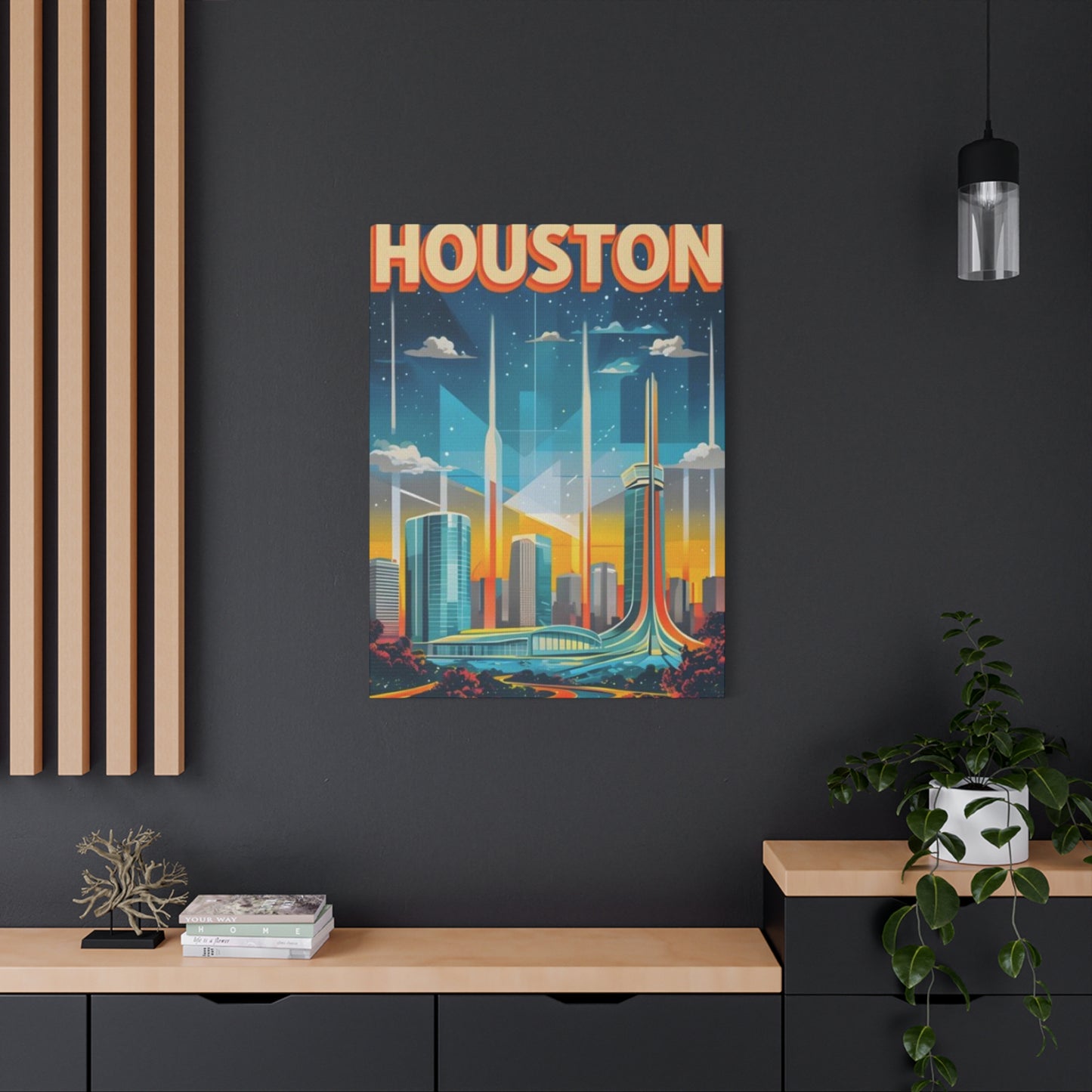 Sci-fi Houston Skyline Painting Wall Art & Canvas Prints