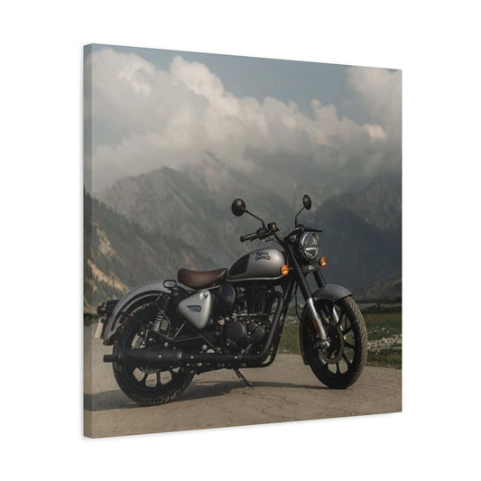 Gray Metal Classic Royal Enfield Motorcycle Wall Art & Canvas Prints