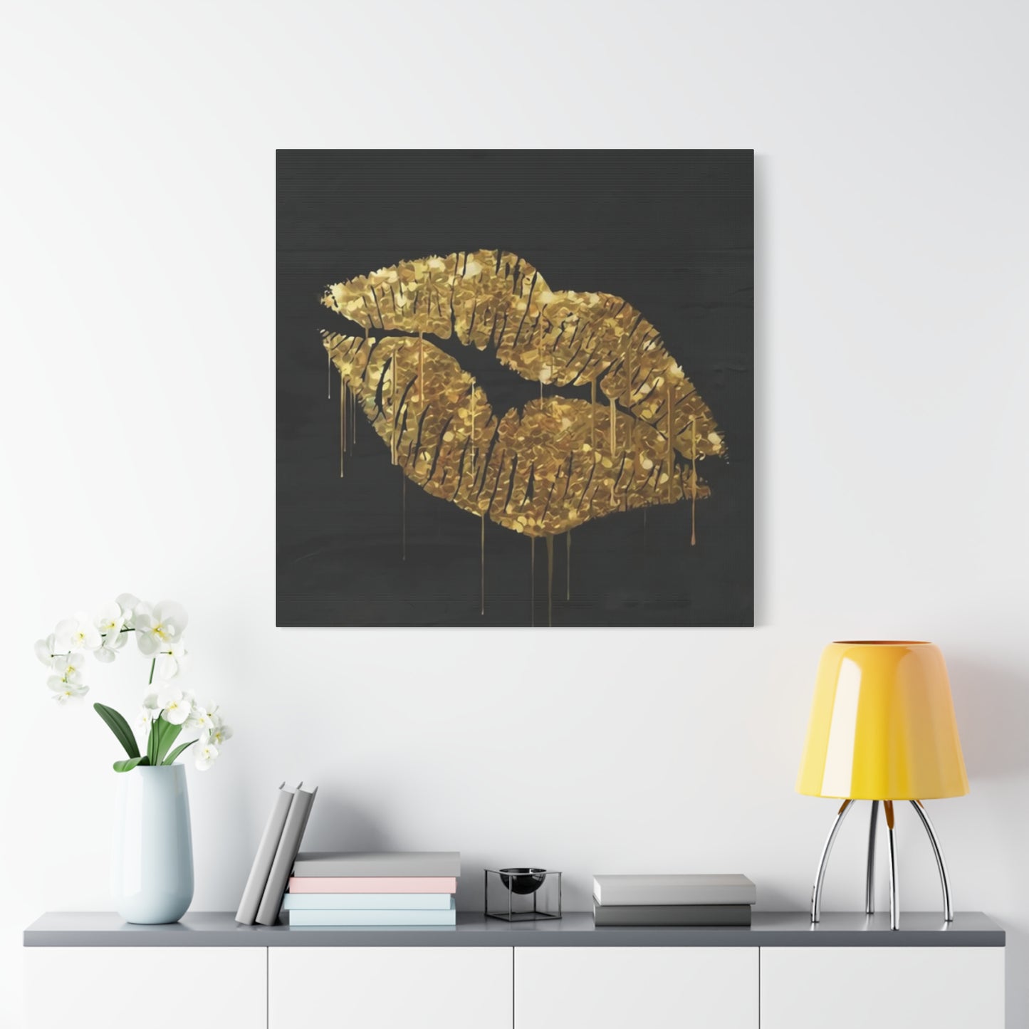 Golden Lips Wall Art & Canvas Prints